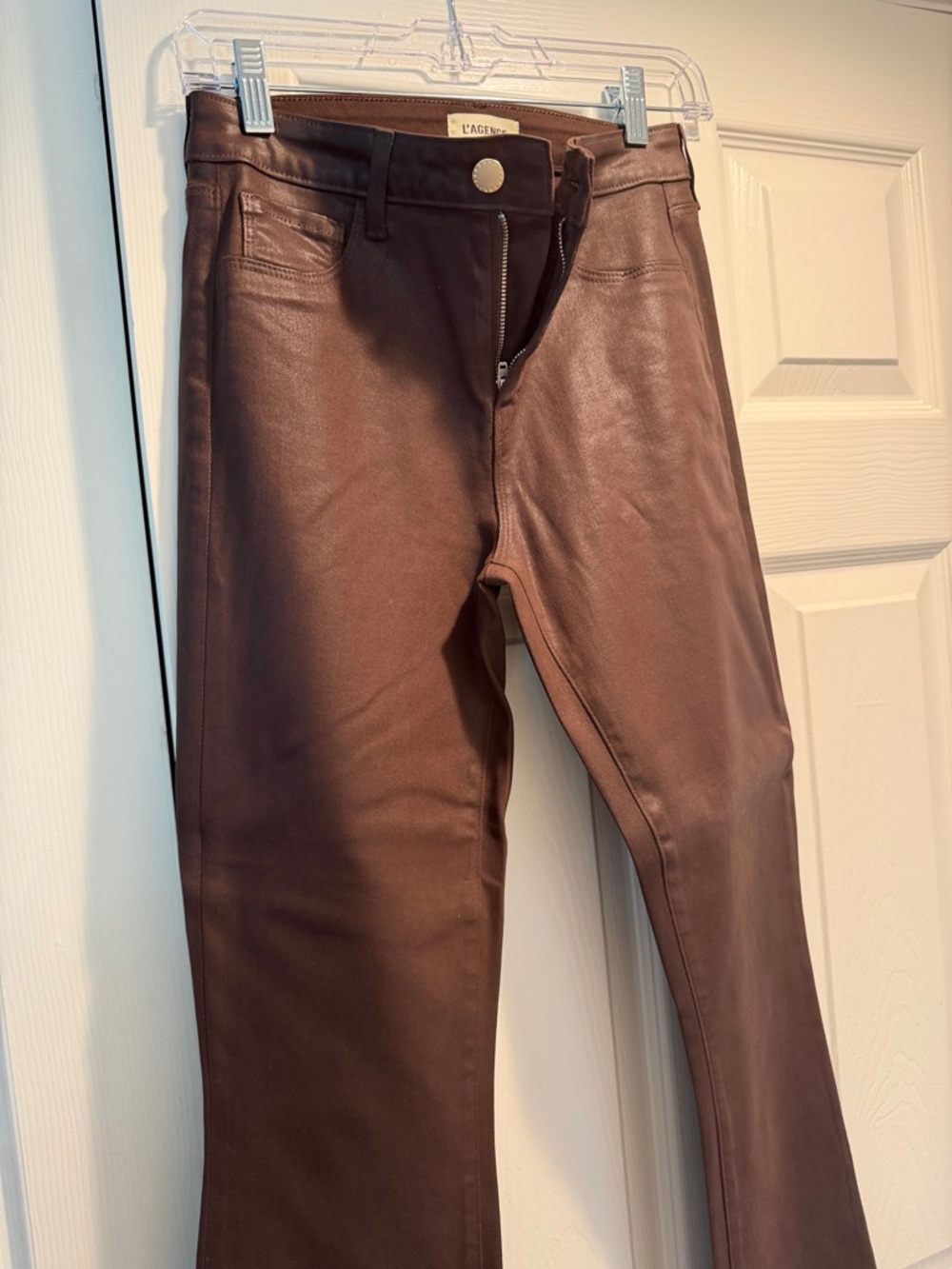 L'AGENCE Chocolate Brown Coated jeans  34 inches long